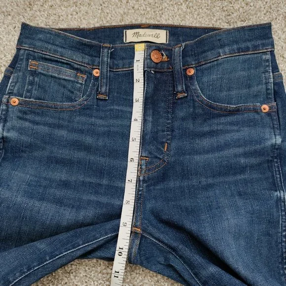 Madewell 9" High-Rise Skinny Jeans in Paloma Wash - Raw Hem Edition Size 25 - Picture 12 of 15